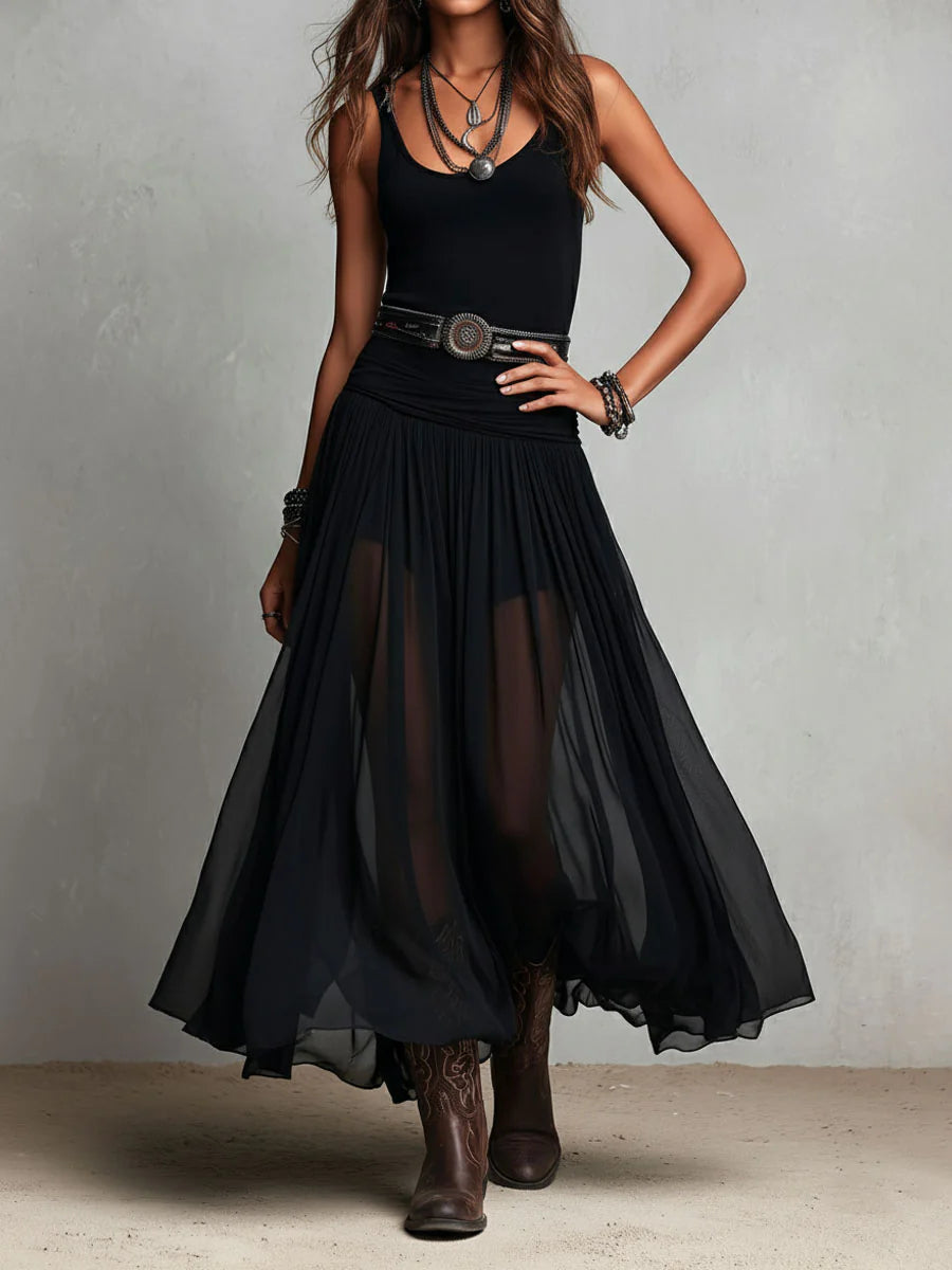 Honora | Belted Sleeveless Maxi Dress