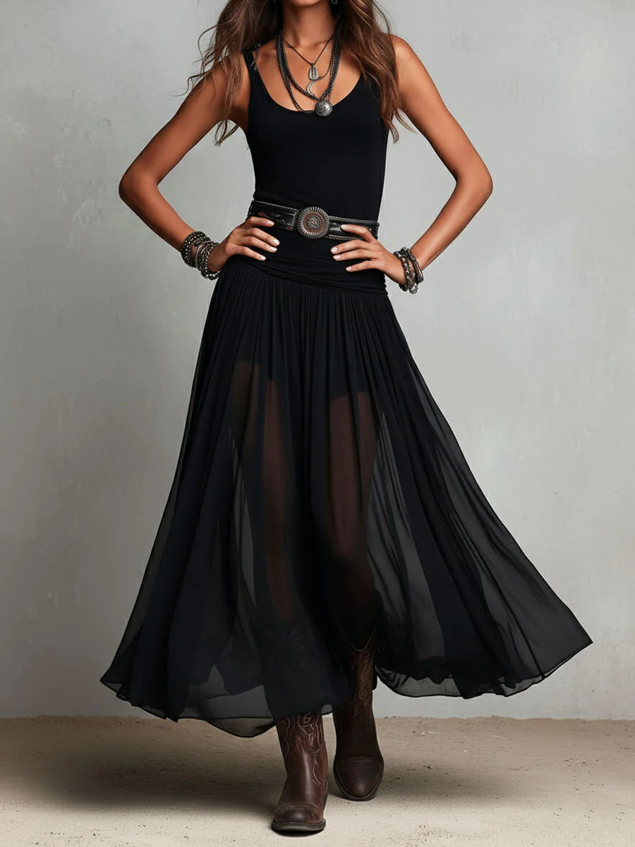 Honora | Belted Sleeveless Maxi Dress