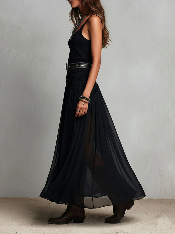 Honora | Belted Sleeveless Maxi Dress
