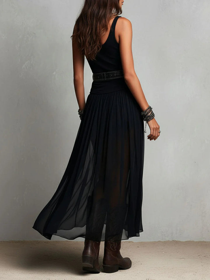 Honora | Belted Sleeveless Maxi Dress