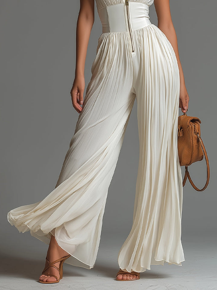 Demelza | Pleated V-Neck Jumpsuit
