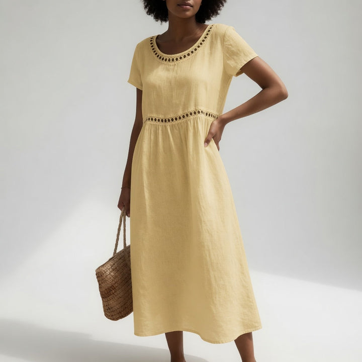 Effie | Embroidered Collared Midi Dress