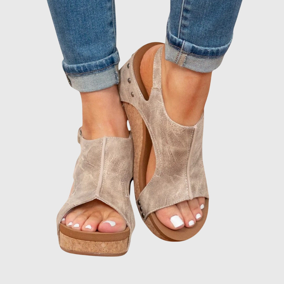 Willa Women's Slide Mules Open Toe Platform Cut-Out Summer Sandals