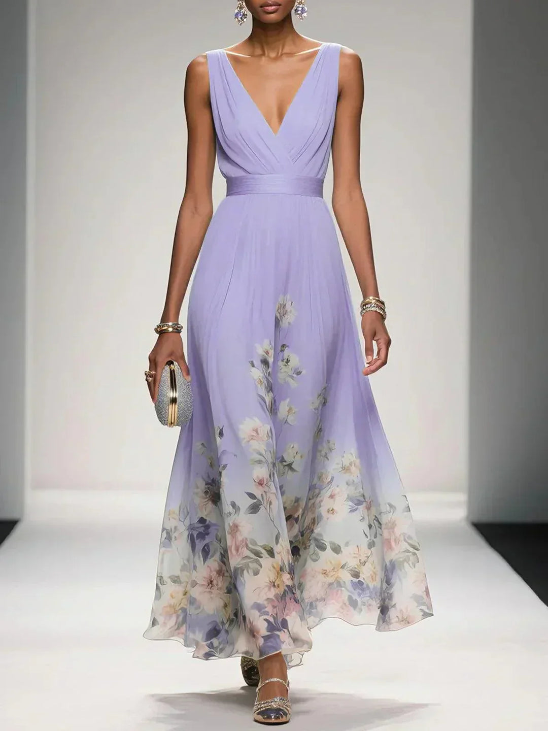 Jacinta | Floral A-Line V-Neck Summer Dress