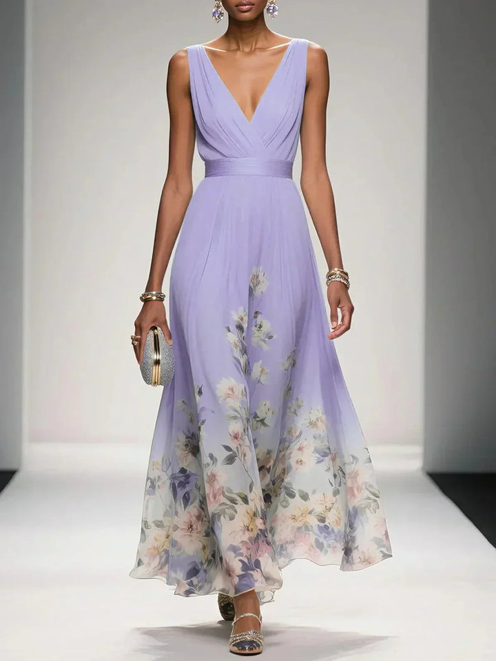 Jacinta | Floral A-Line V-Neck Summer Dress