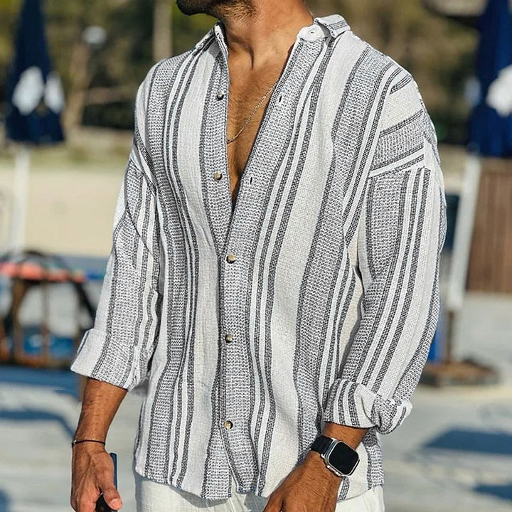 Rafael | Striped Button-Front Collared Summer Shirt