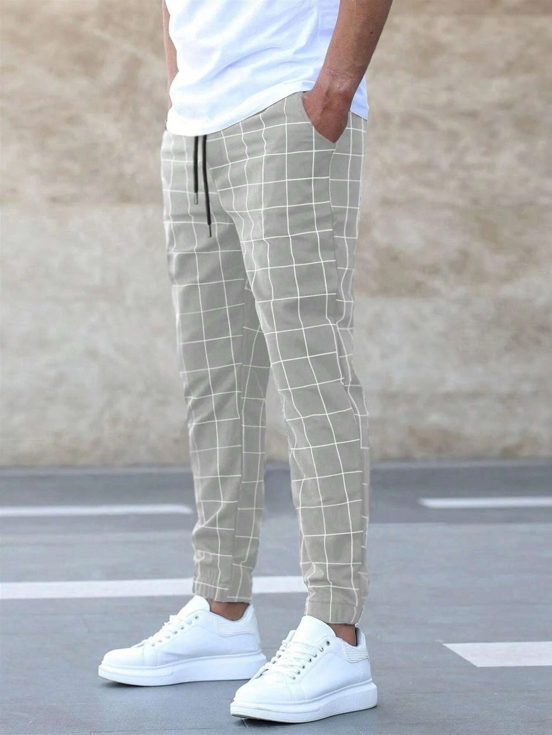 athleisure-woven-jogger-pants-with-drawstring-waist-and-grid-pattern-4