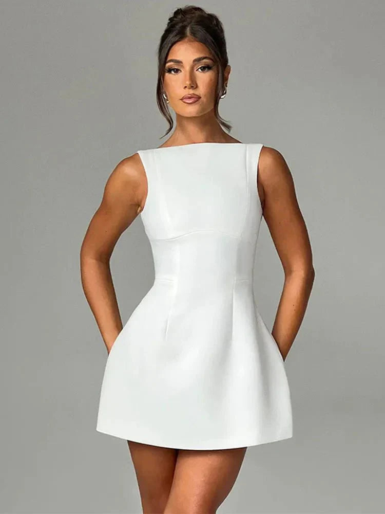 Cordelia | A-Line Crew Neck Mini Dress