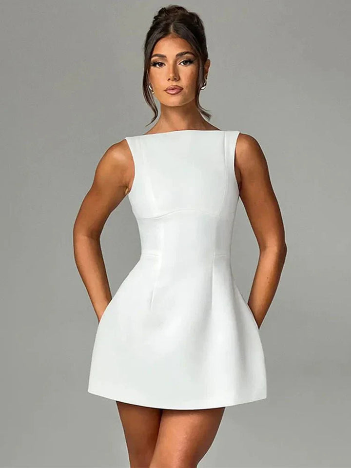 Cordelia | A-Line Crew Neck Mini Dress