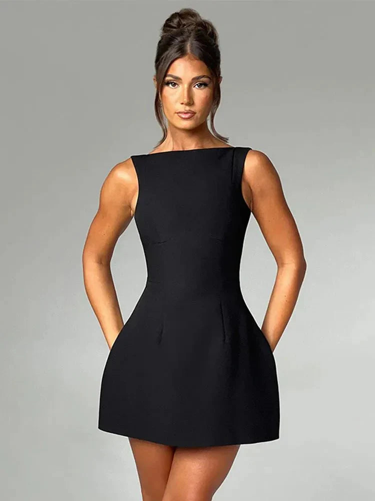 Cordelia | A-Line Crew Neck Mini Dress