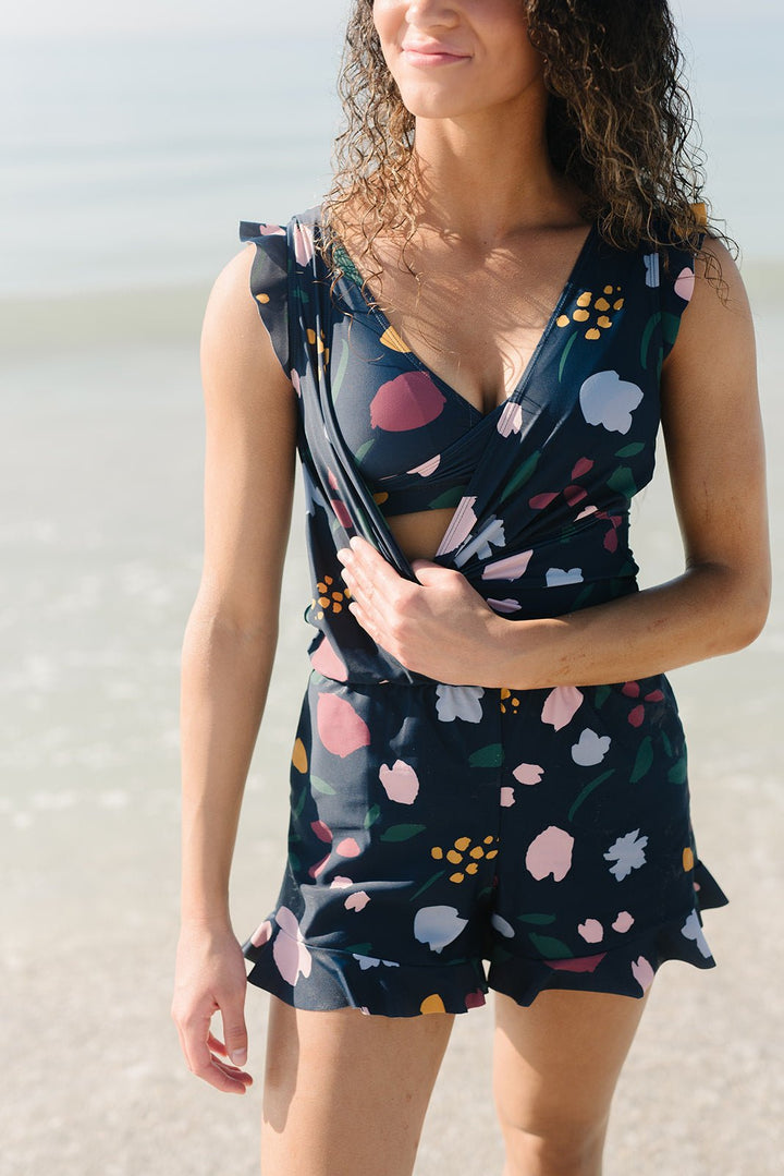 Olwen | Pleated V-Neck Swimsuit