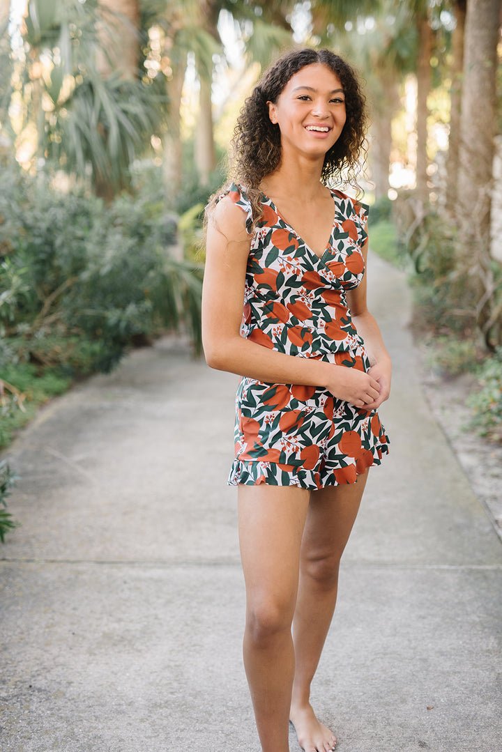 Olwen | Pleated V-Neck Swimsuit