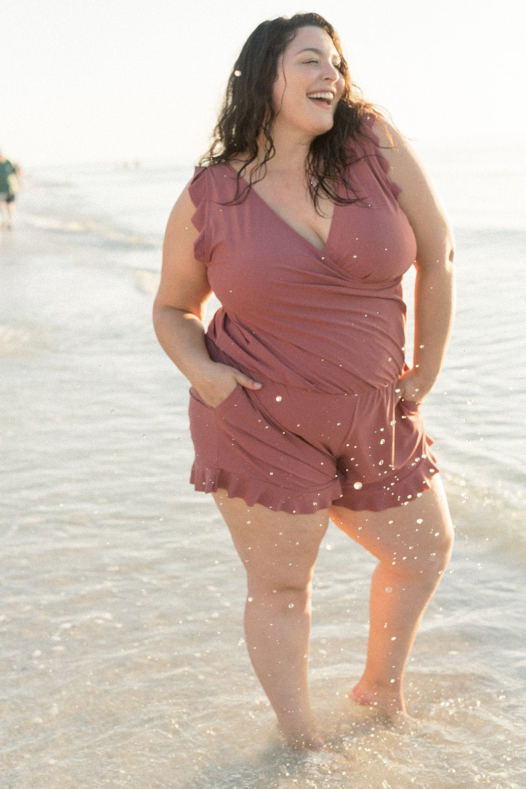 Olwen | Pleated V-Neck Swimsuit