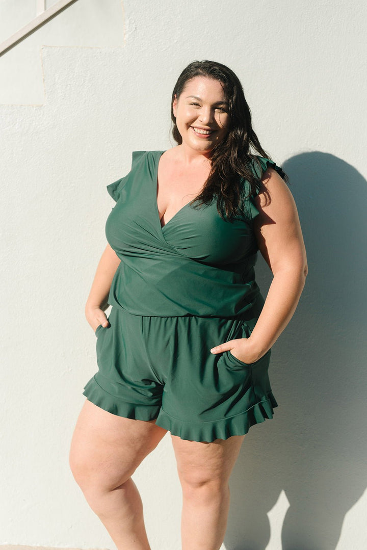 Olwen | Pleated V-Neck Swimsuit