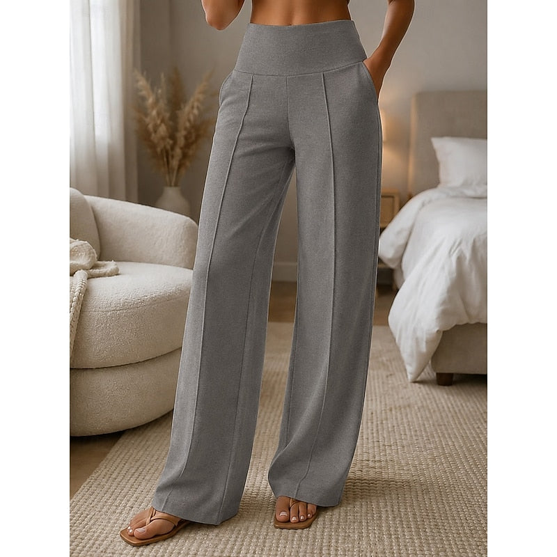 Elise | Women's Pants High Waist Wide Leg Tailored Fit Everyday Casual Pants