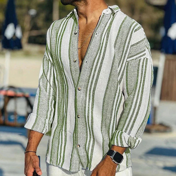 Rafael | Striped Button-Front Collared Summer Shirt