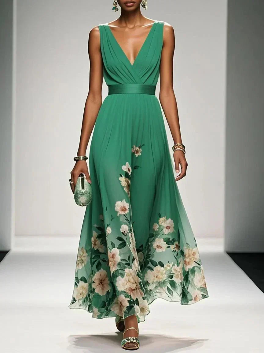 Jacinta | Floral A-Line V-Neck Summer Dress