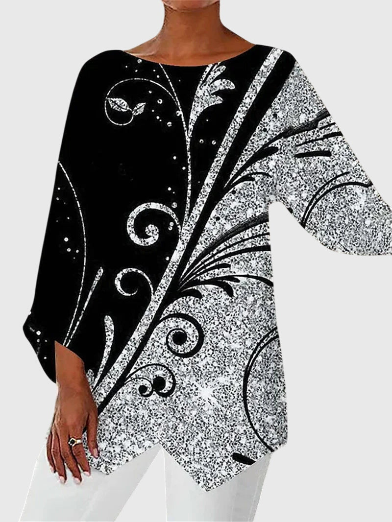 Elise | Printed Crew Neck Blouse