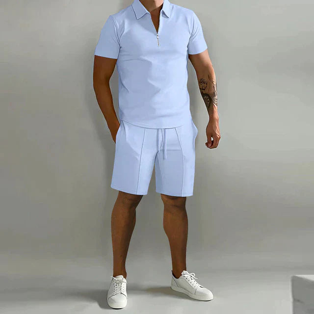 casual-knit-polo-set-with-zip-placket-and-drawstring-shorts-4