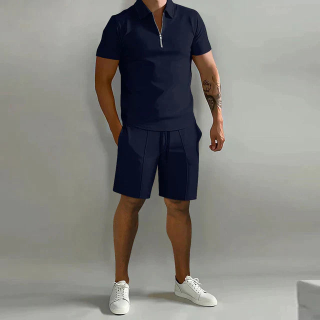 casual-knit-polo-set-with-zip-placket-and-drawstring-shorts-6