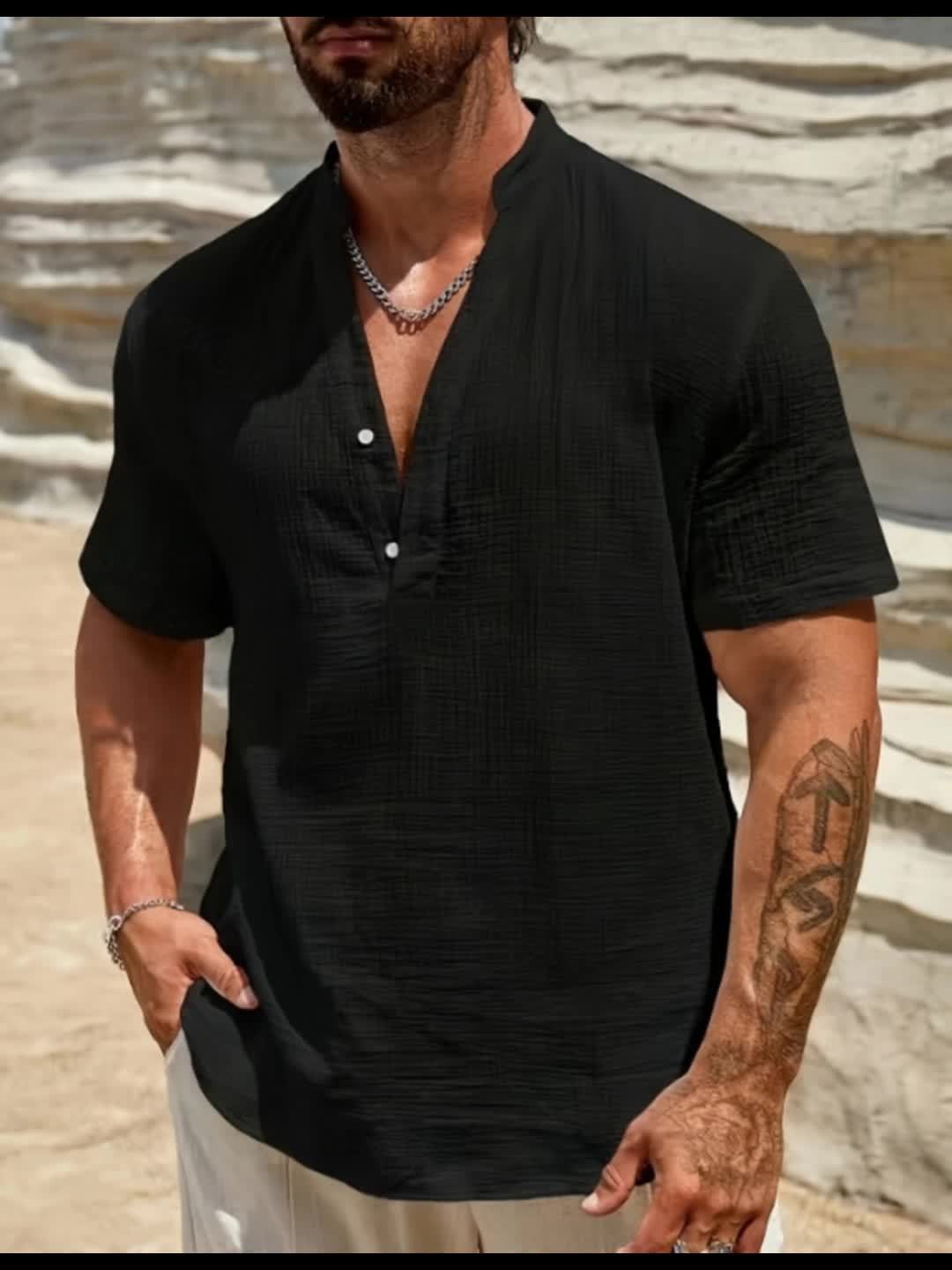 casual-linen-blend-shirt-with-v-neck-and-button-placket-15