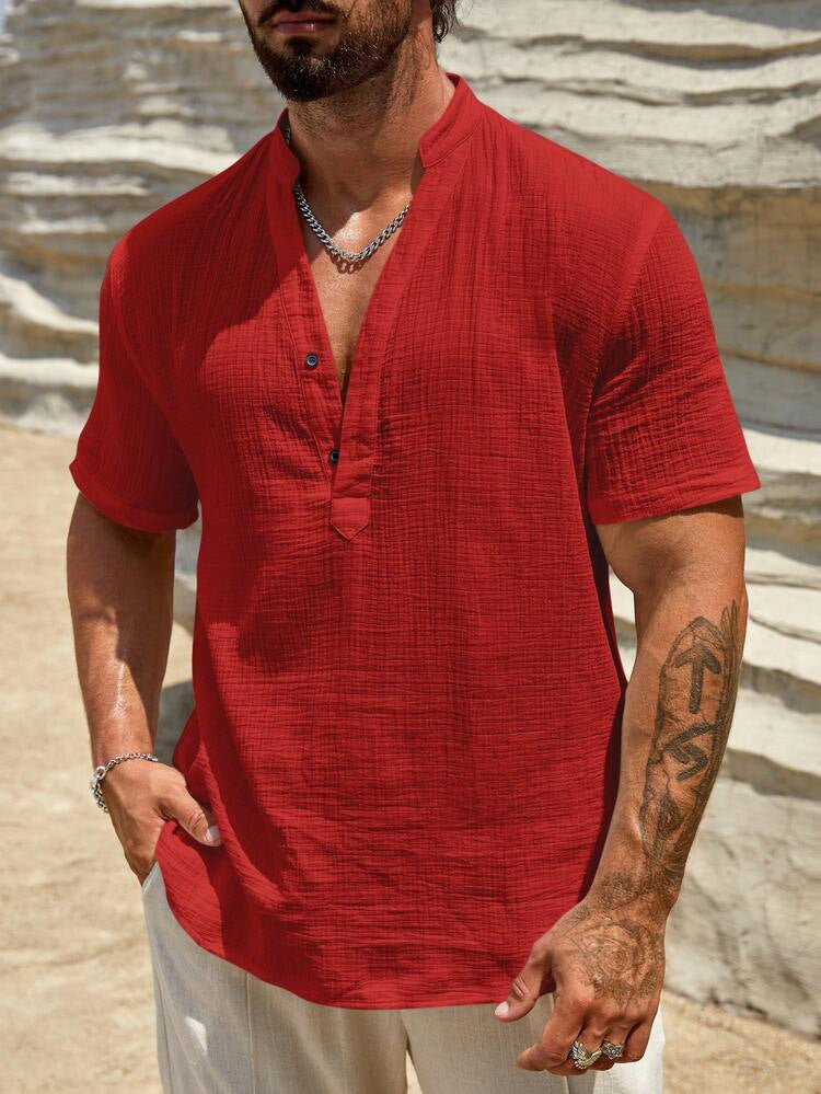 casual-linen-blend-shirt-with-v-neck-and-button-placket-8