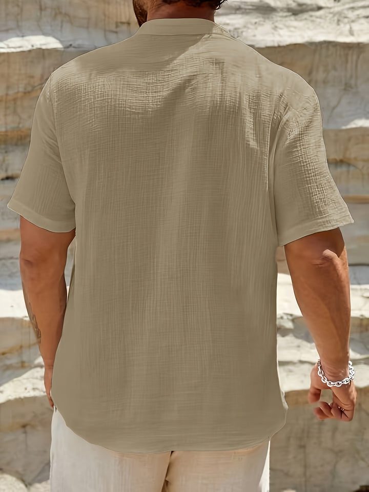 casual-linen-blend-shirt-with-v-neck-and-button-placket-9