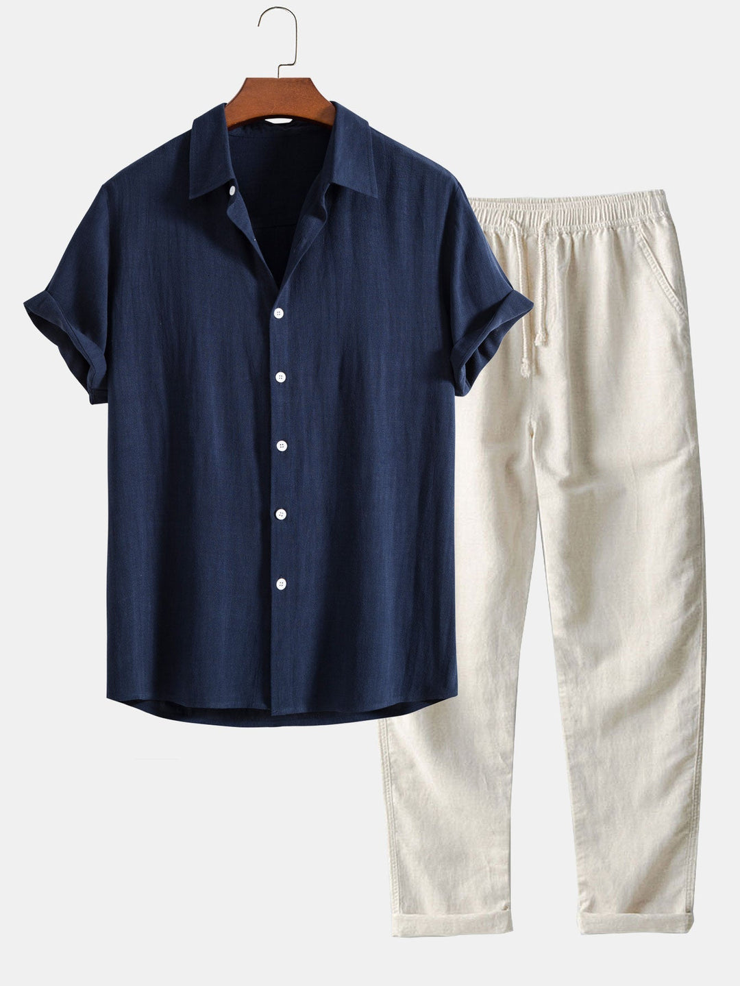 casual-polyester-blend-set-with-stand-collar-and-drawstring-pants-2