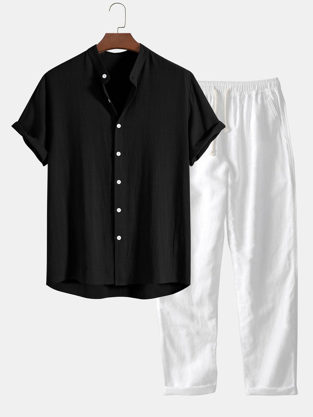casual-polyester-blend-set-with-stand-collar-and-drawstring-pants-4