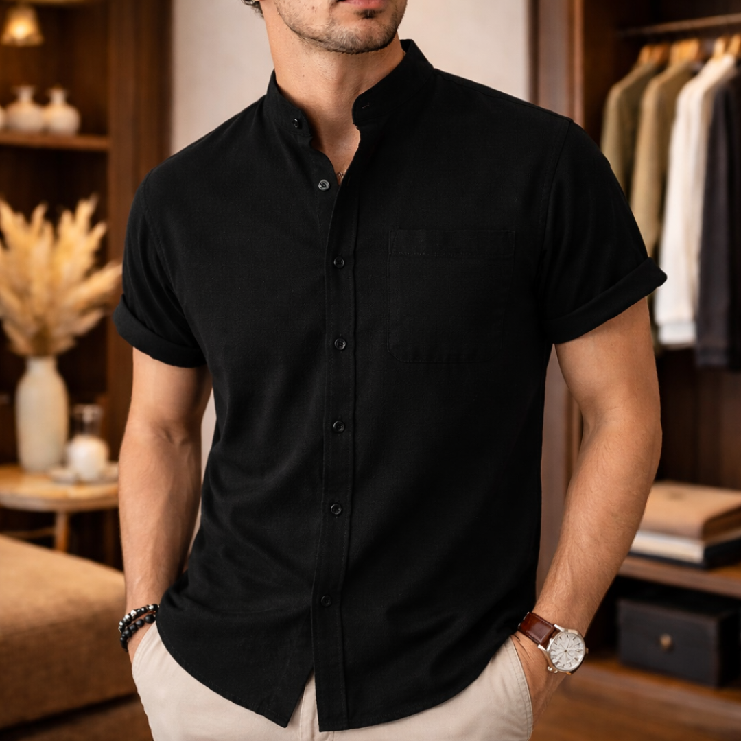 casual-polyester-blend-shirt-with-band-collar-and-chest-pocket-10