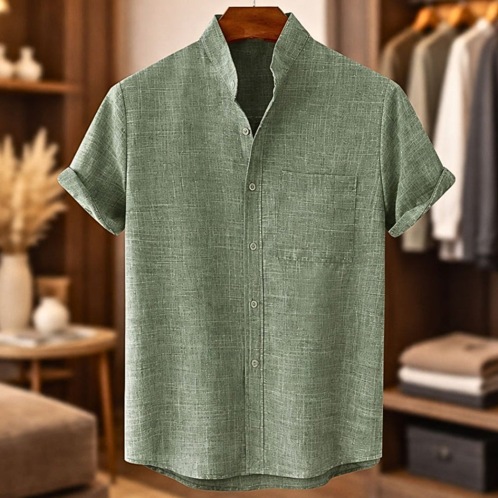 casual-polyester-blend-shirt-with-band-collar-and-chest-pocket-2