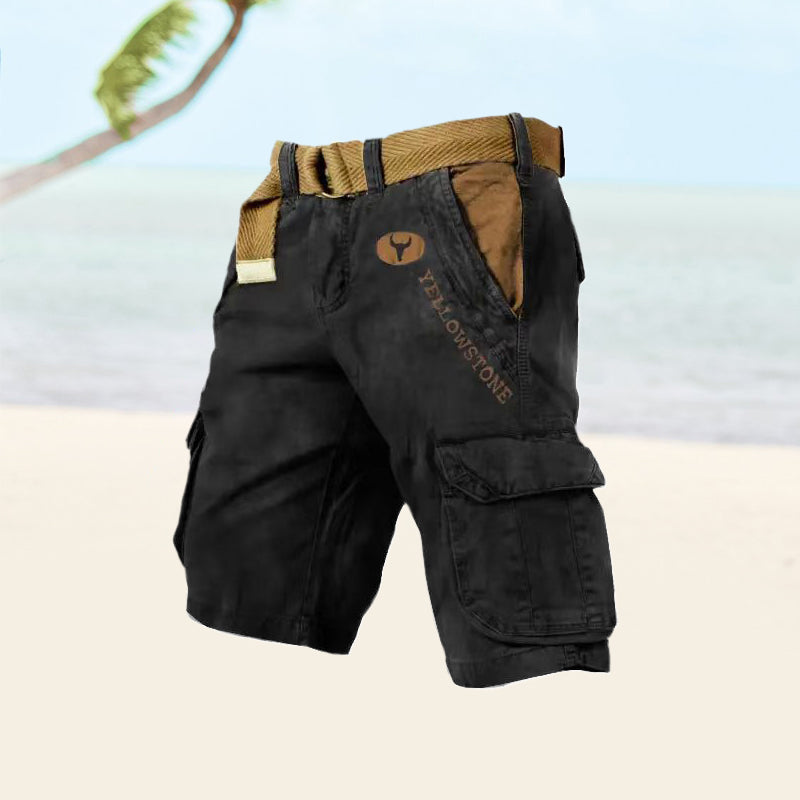 casual-polyester-cargo-shorts-with-belt-and-six-pockets-3