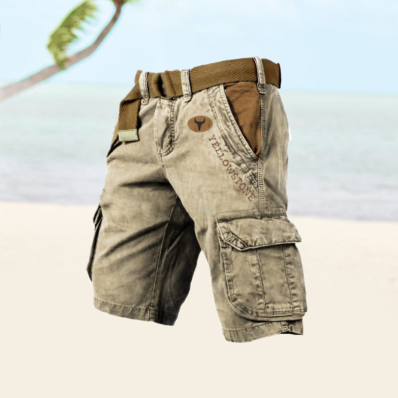 casual-polyester-cargo-shorts-with-belt-and-six-pockets-4