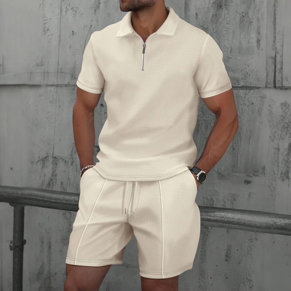 casual-two-piece-set-with-zip-polo-and-shorts-2