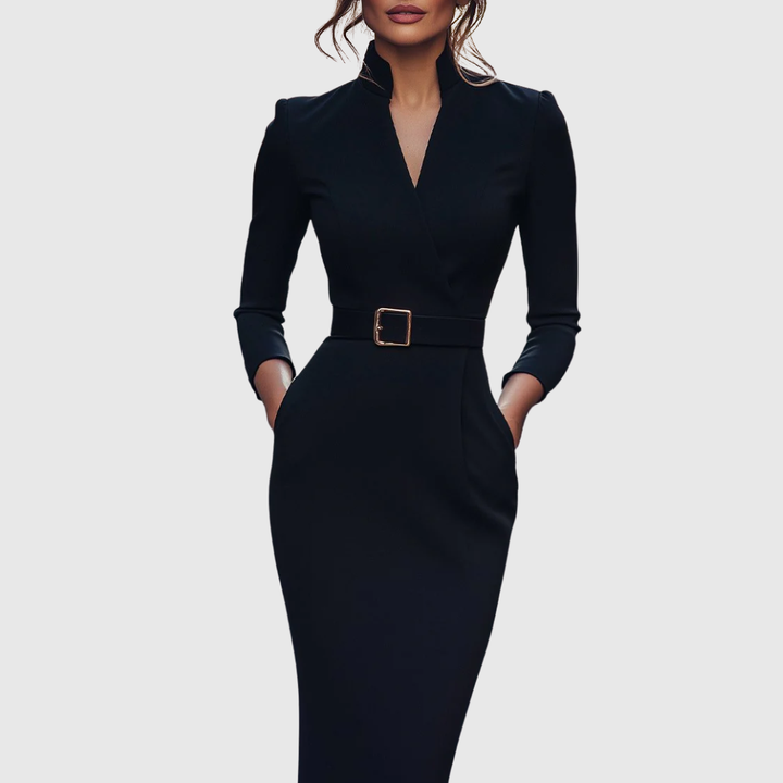 Juno | Wrap Long-Sleeve Midi Dress
