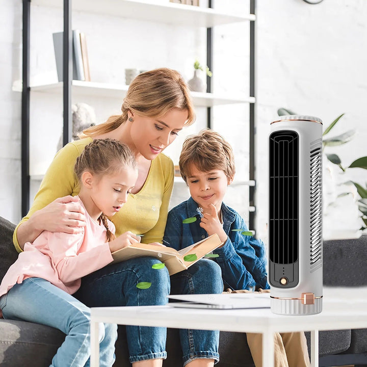 Compact Bladeless Tower Fan - Portable USB Power & 3 Speeds
