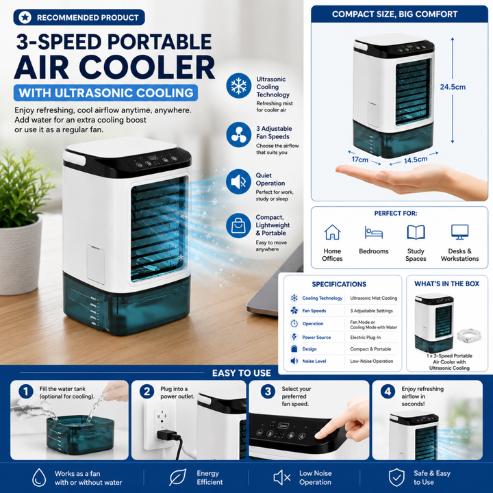 Personal Portable Air Conditioner - Ultrasonic Cooling Fan