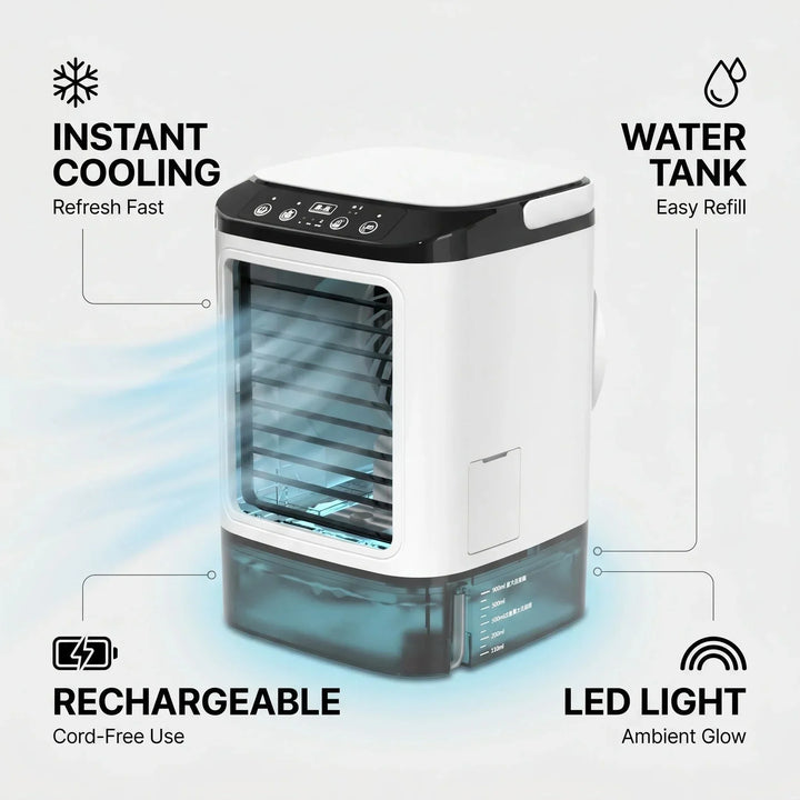 Portable Desk Air Cooler with Misting & Ice Box for Personal Comfort