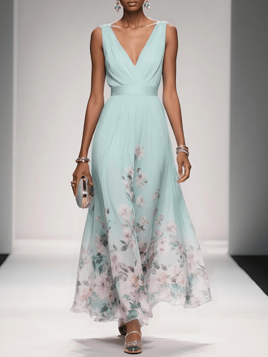 Jacinta | Floral A-Line V-Neck Summer Dress