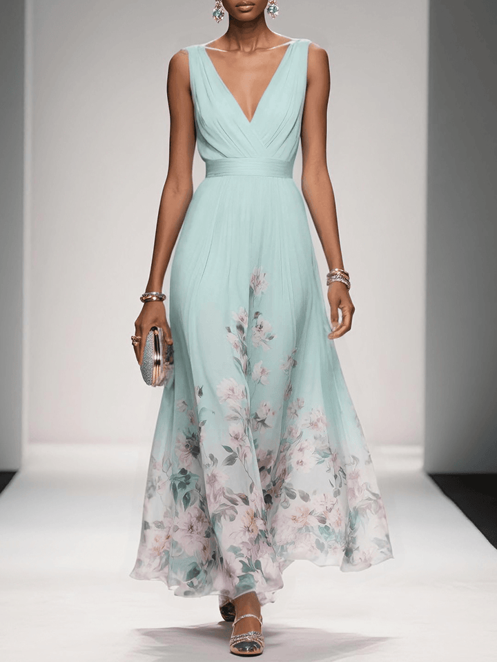 Jacinta | Floral A-Line V-Neck Summer Dress
