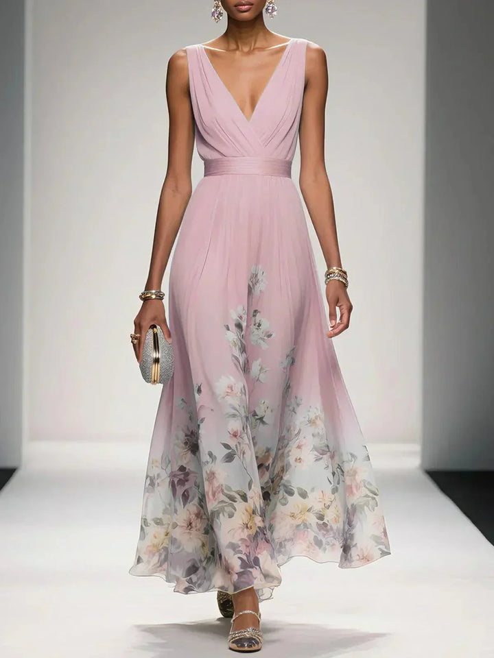 Jacinta | Floral A-Line V-Neck Summer Dress