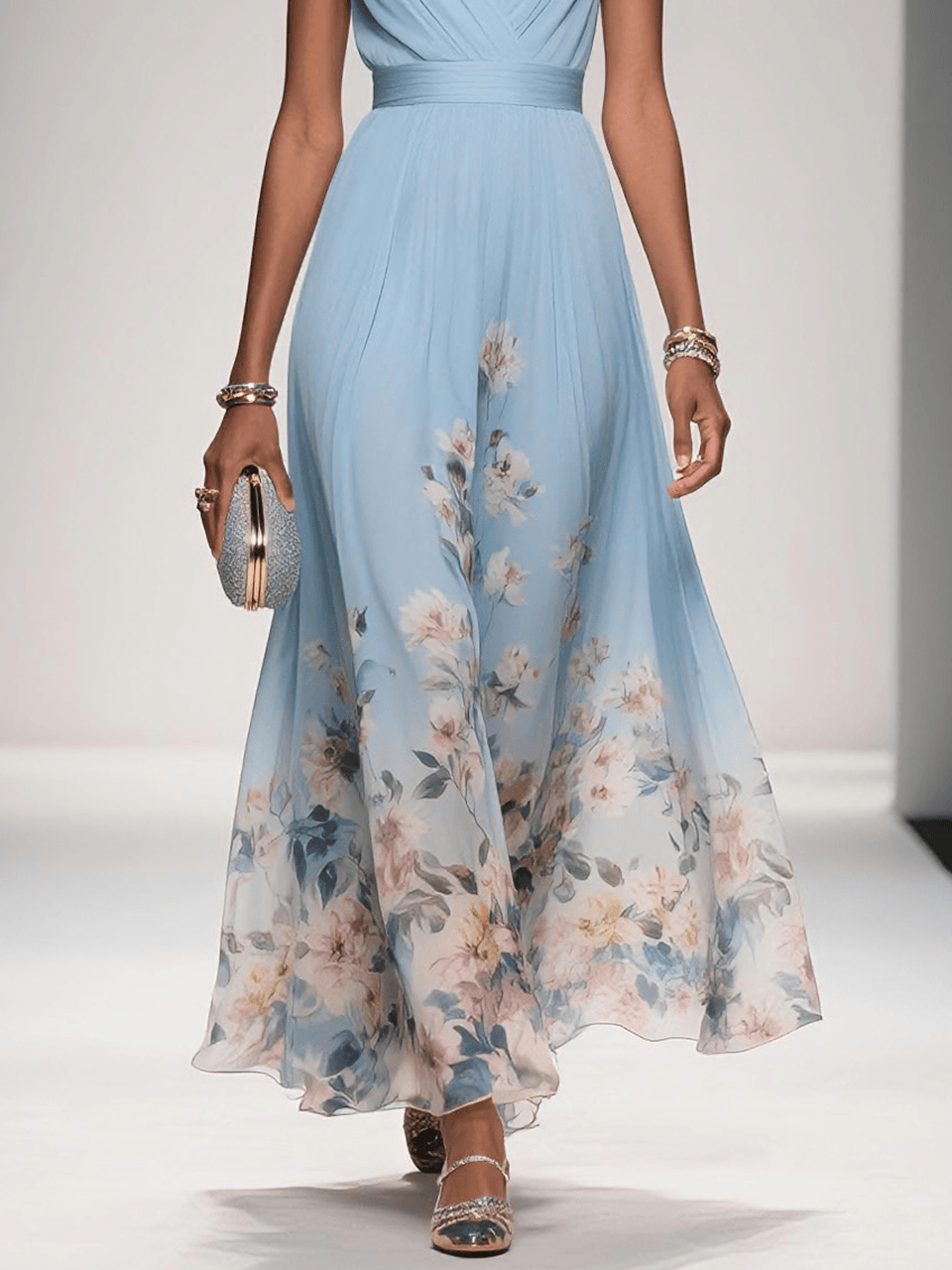 Jacinta | Floral A-Line V-Neck Summer Dress