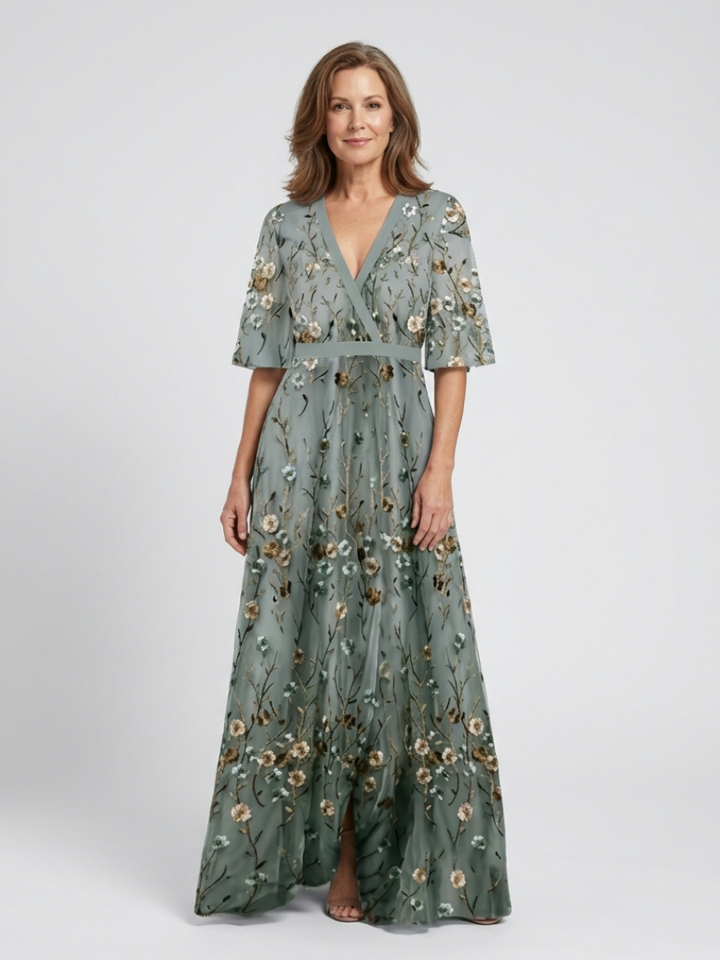 Fiona | Floral Tiered Short-Sleeve Maxi Dress