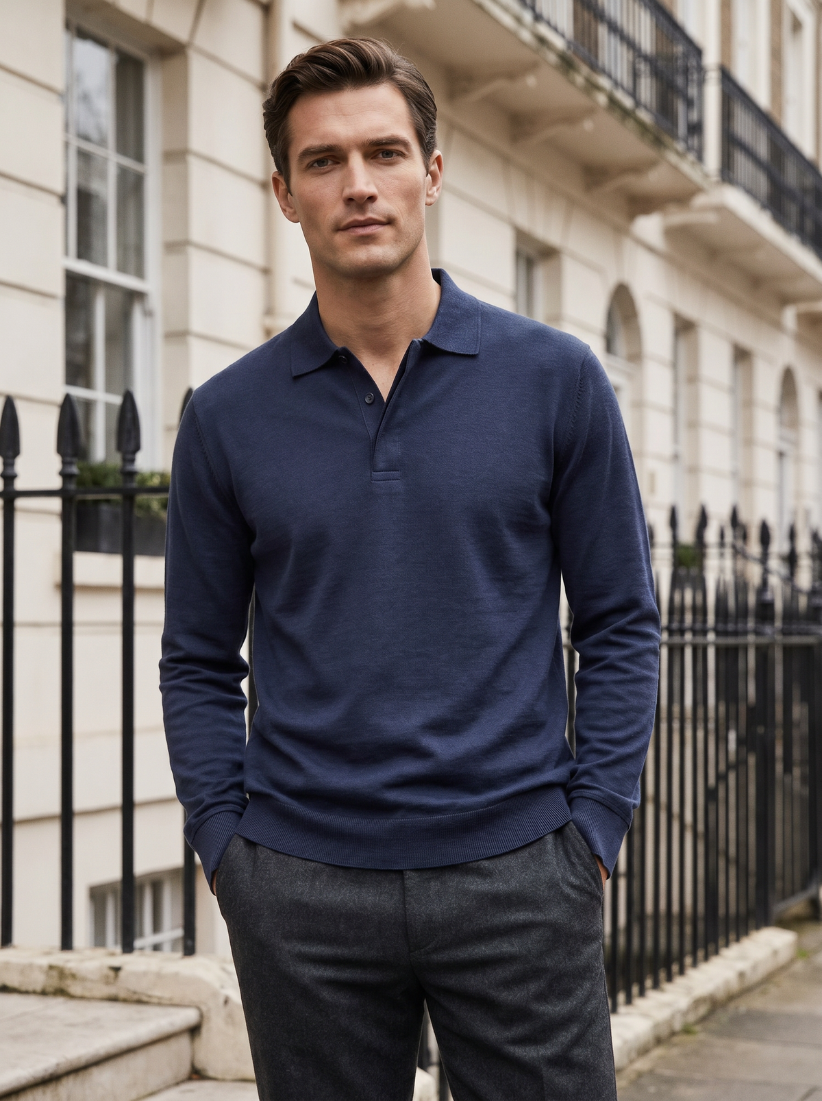 Trevinae London - Polo Shirts for Men (navy knit)
