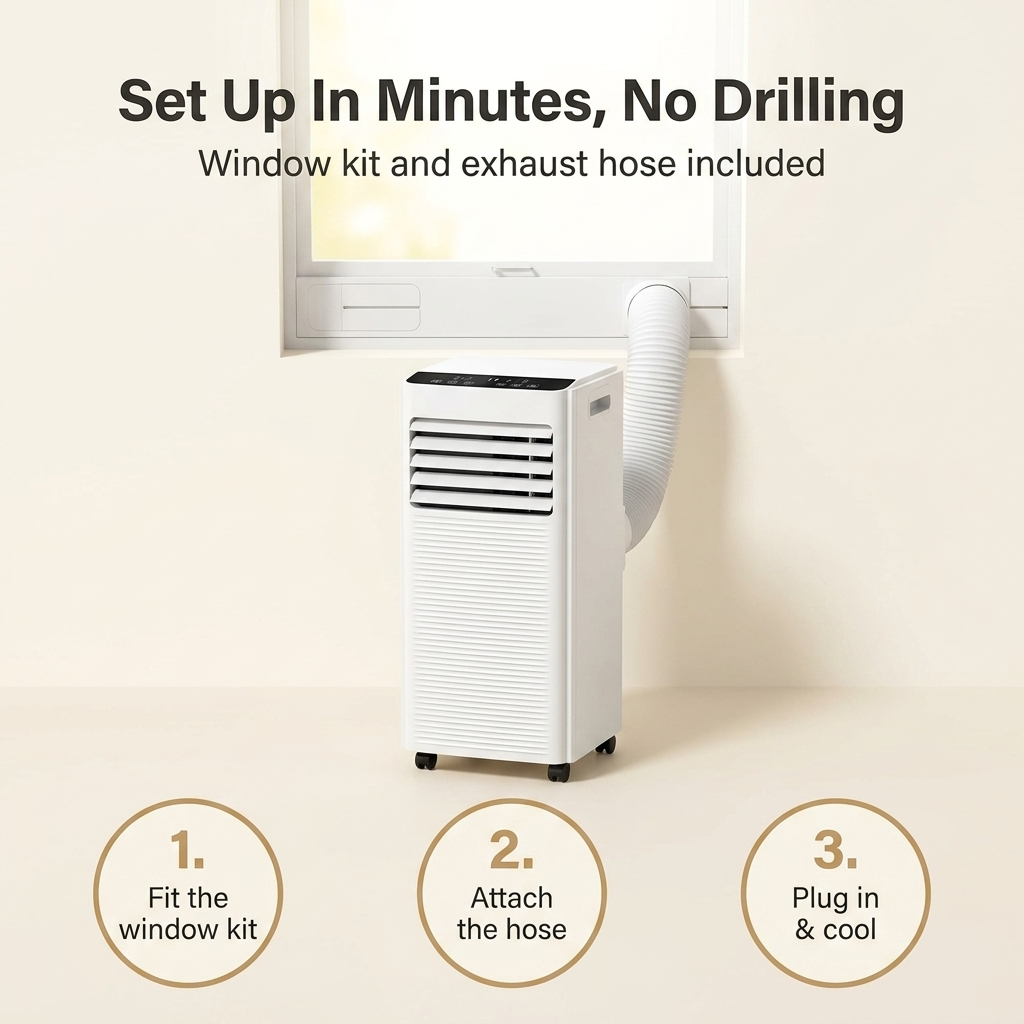 Mobile Air Conditioner – Portable 9000 BTU Air Con Unit with Dehumidifier & 24H Timer