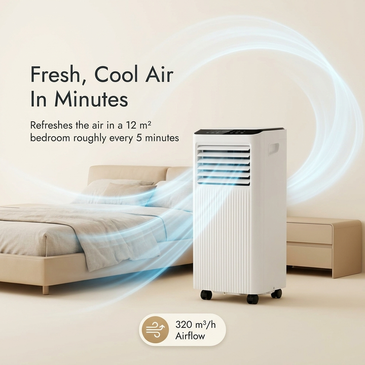 Air Con Unit 9000 BTU – Portable Air Conditioner & Dehumidifier with Window Kit, No Drilling