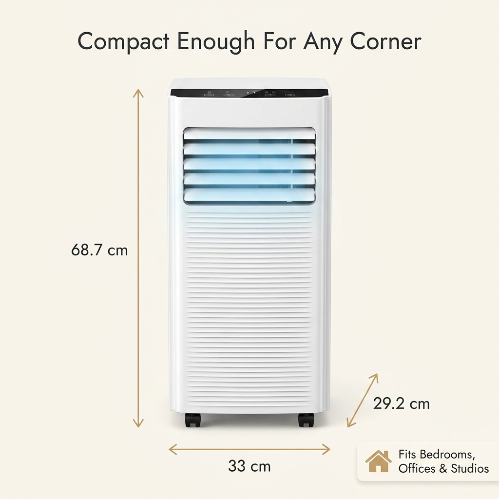 Air Con Unit 9000 BTU – Portable Air Conditioner & Dehumidifier with Window Kit, No Drilling