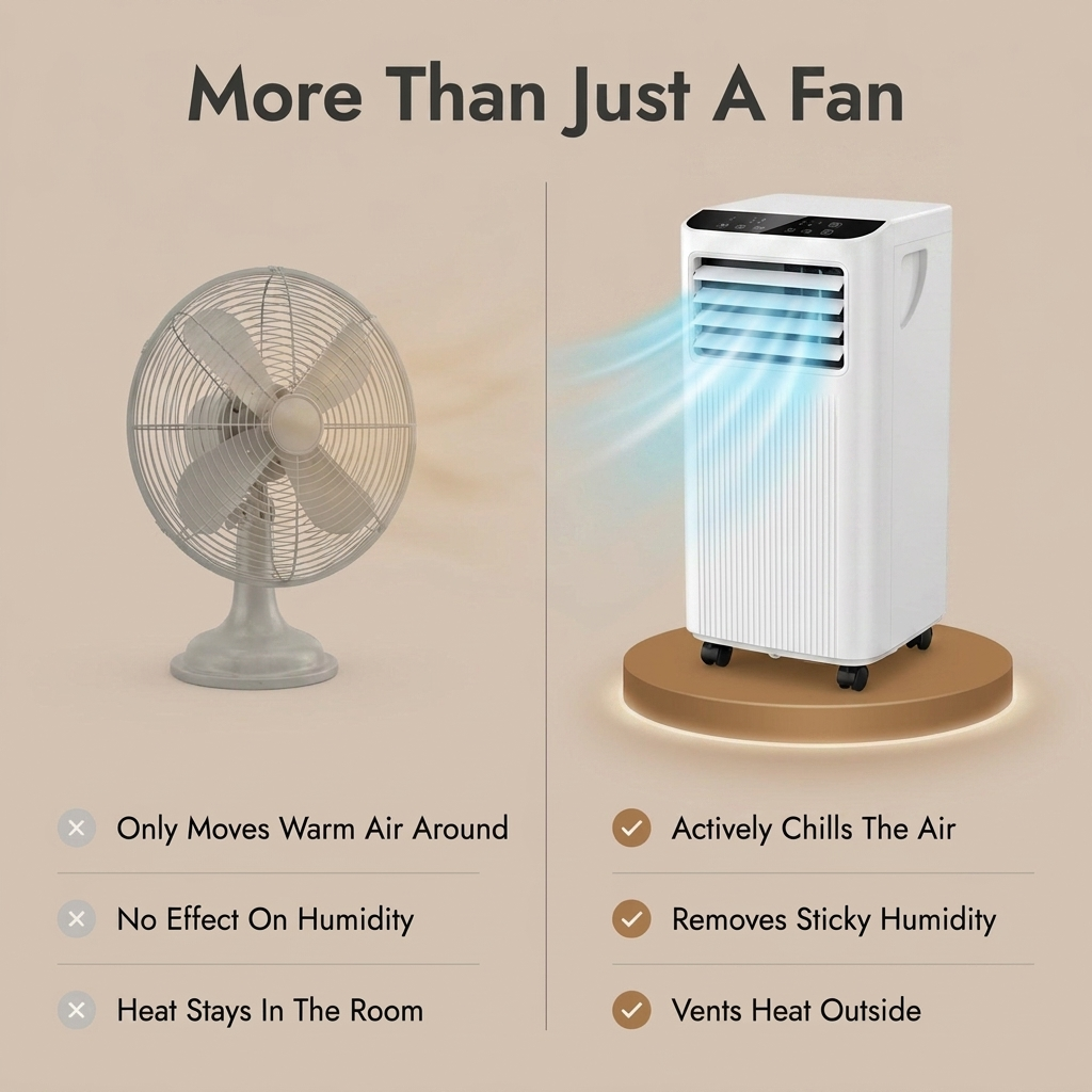 Air Conditioner Dehumidifier 2-in-1 – Portable 9000 BTU Air Con for Hot & Humid Rooms
