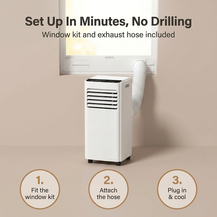 Air Conditioner Dehumidifier 2-in-1 – Portable 9000 BTU Air Con for Hot & Humid Rooms