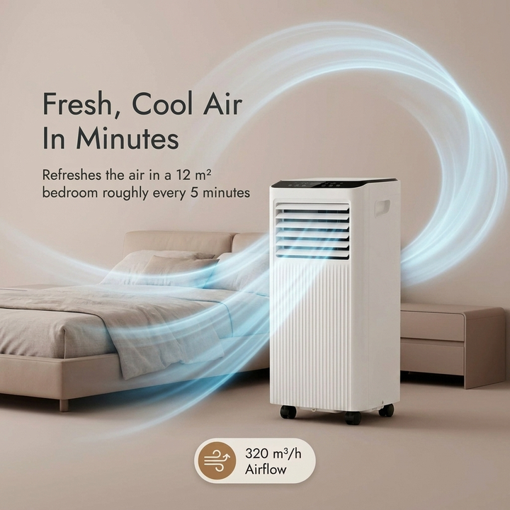 Bedroom Air Conditioner – Small Portable 9000 BTU Air Con with 24H Timer & Window Kit